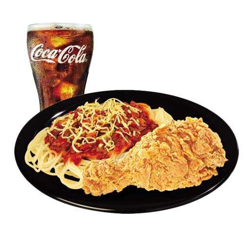 1-pc Fried Chicken With Spaghetti With Drink