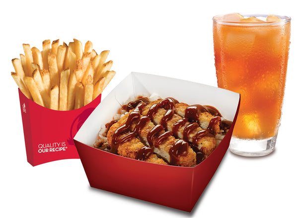 Asian BBQ Chicken Rice Box Saver (With Fries & Iced Tea)